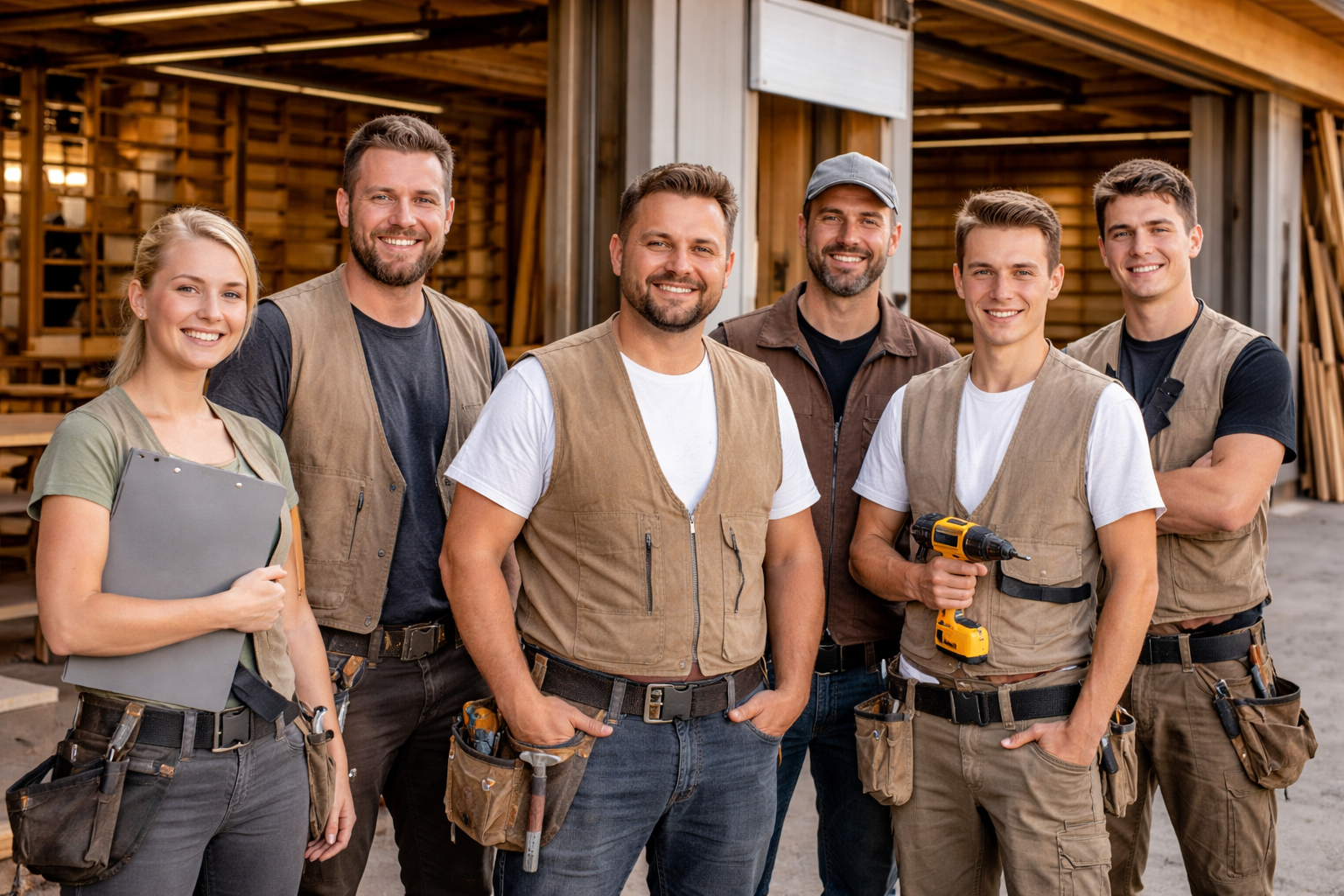 Das Team der Muster Holzbau vor der Werkstatt in Burgdorf